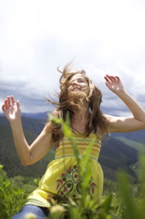 Woman dancing outdoors