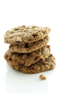 Close up of stack of oatmeal cookies