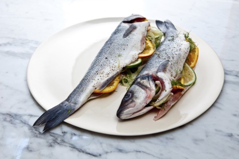 Stuffed fish on plate