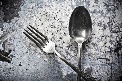 Close up of silver fork and spoon