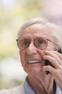 Senior Chilean man talking on cell phone