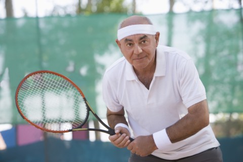 Chilean man playing tennis