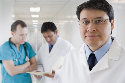 Hispanic doctors in hospital