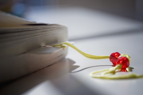 Close up of beaded bookmark