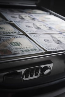 Briefcase filled with the money