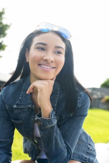 Close up of Black woman smiling