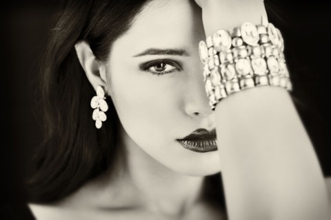 Glamorous serious Hispanic woman