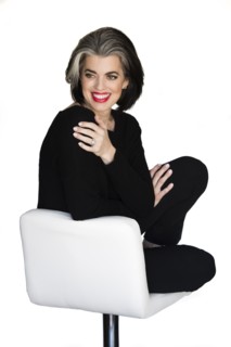 Caucasian woman sitting on stool