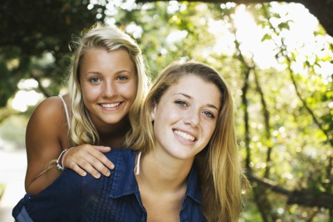 Smiling teenage girls