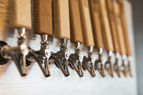 Close up of beer taps