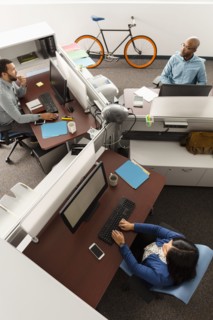People working at computers in office