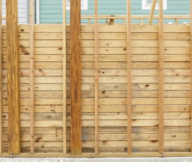 Wooden wall at construction site