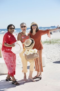 Group of middle-aged women at the beach