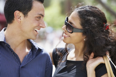 Couple smiling at each other