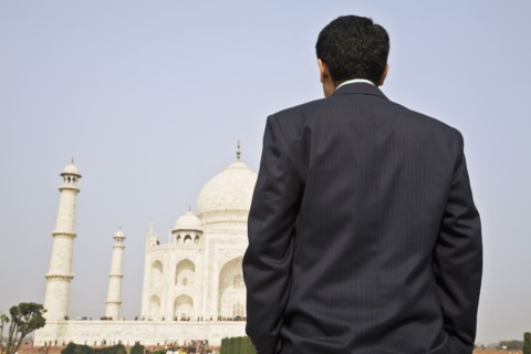 Indian businessman visiting the Taj Mahal