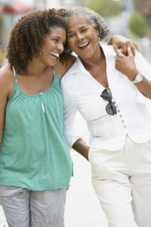 African mother and daughter walking