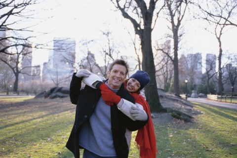 Couple hugging in Central Park