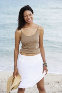 Woman smiling on beach