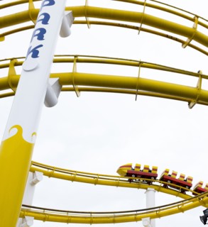 Empty train on roller coaster