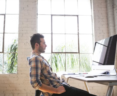 Caucasian architect working in office