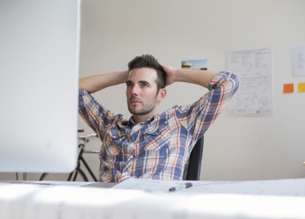 Caucasian architect working in office
