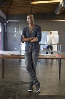 Businessman smiling in office