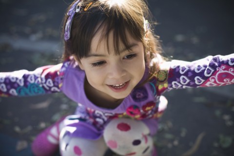 Smiling mixed race girl