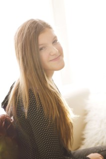 Smiling Caucasian girl with long hair