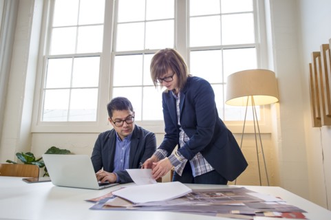 Business people working at desk in office