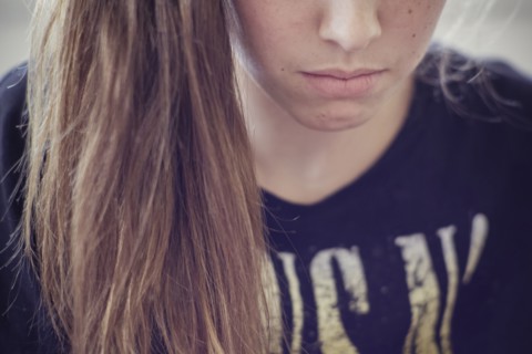 Sad Caucasian teenage girl