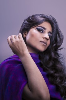 Close up of glamorous serious Pakistani woman