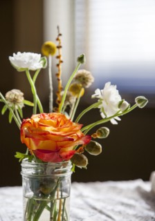 Bouquet of flowers on table
