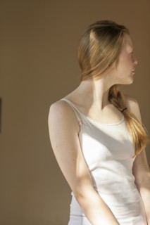 Girl looking over her shoulder