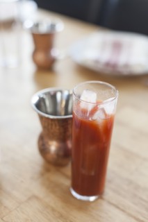Close up of bloody mary cocktail