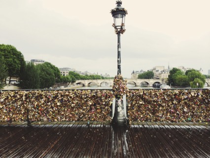 Locks attached to Pont des Arts Bridge