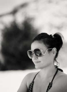 Close up of woman wearing sunglasses outdoors