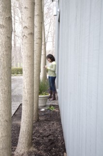 Caucasian woman using cell phone outdoors