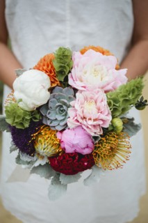 Close up of bridal bouquet
