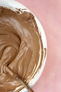 Close up of bowl of chocolate batter