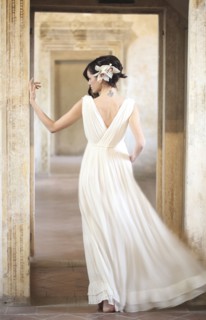 Caucasian woman wearing evening gown