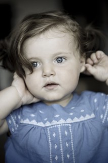 Close up of serious Caucasian baby girl