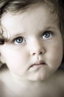 Close up of Caucasian girl looking up