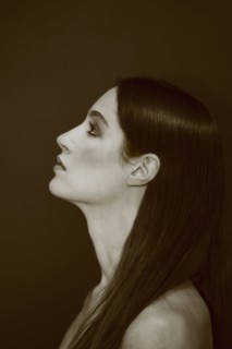 Profile of serious Caucasian woman