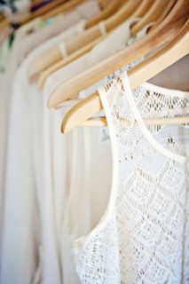 Close up of shirts on hangers