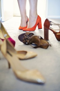 Woman choosing high heels