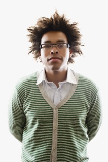 Mixed Race man wearing cardigan sweater