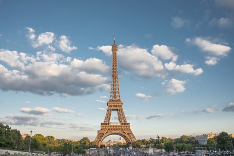 Eiffel Tower over Paris cityscape