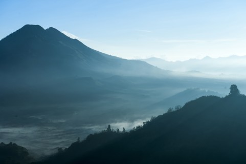 Mountains and morning fog in remote landscape