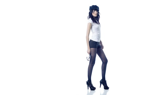 Glamorous Caucasian woman wearing high heels