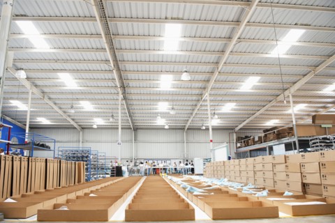 Bins in manufacturing plant
